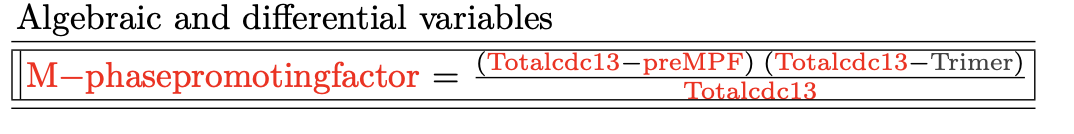 Algebraic and differential variables of  B111