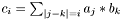 $ c_i=\sum_{|j-k|=i} a_j*b_k $